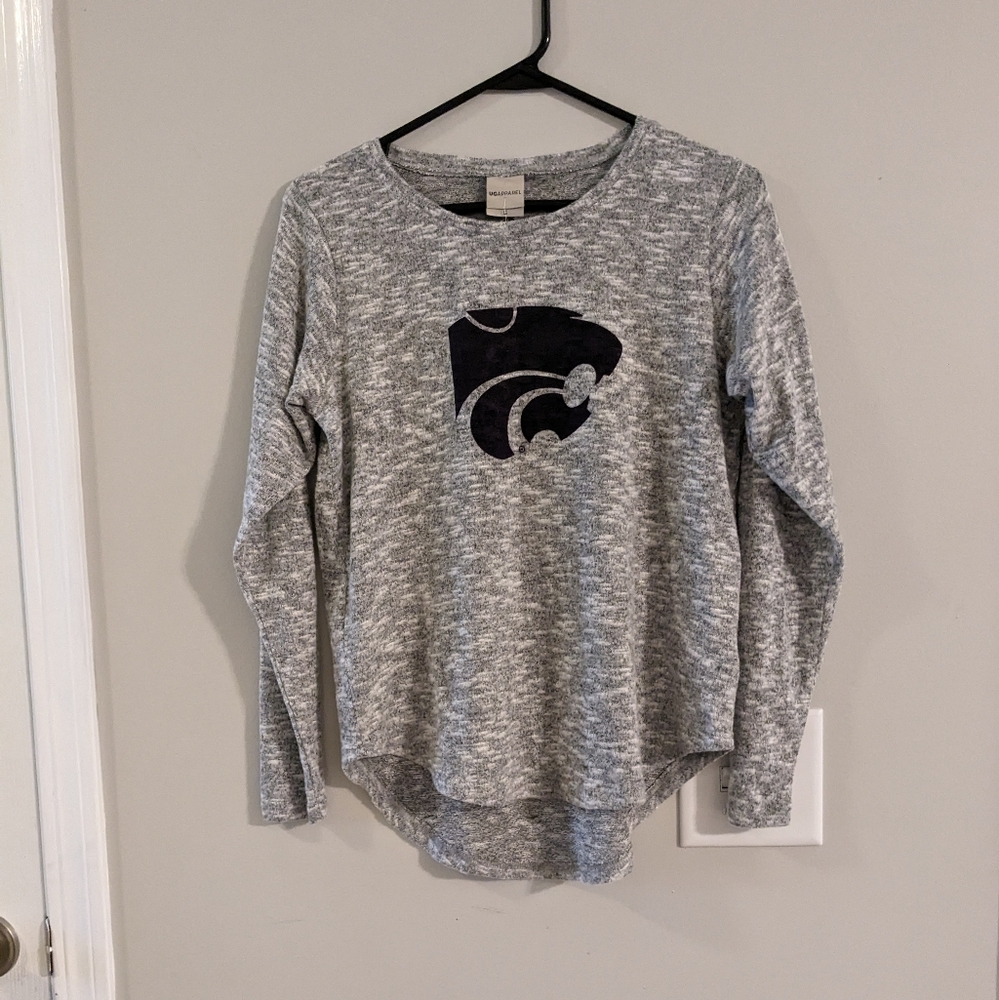 UG Apparel Gray Kansas State University Powercat Long Sleeve Top, Small, NWT